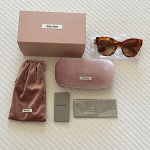 Miu Miu Brown Sunglasses with Pink Velvet Case